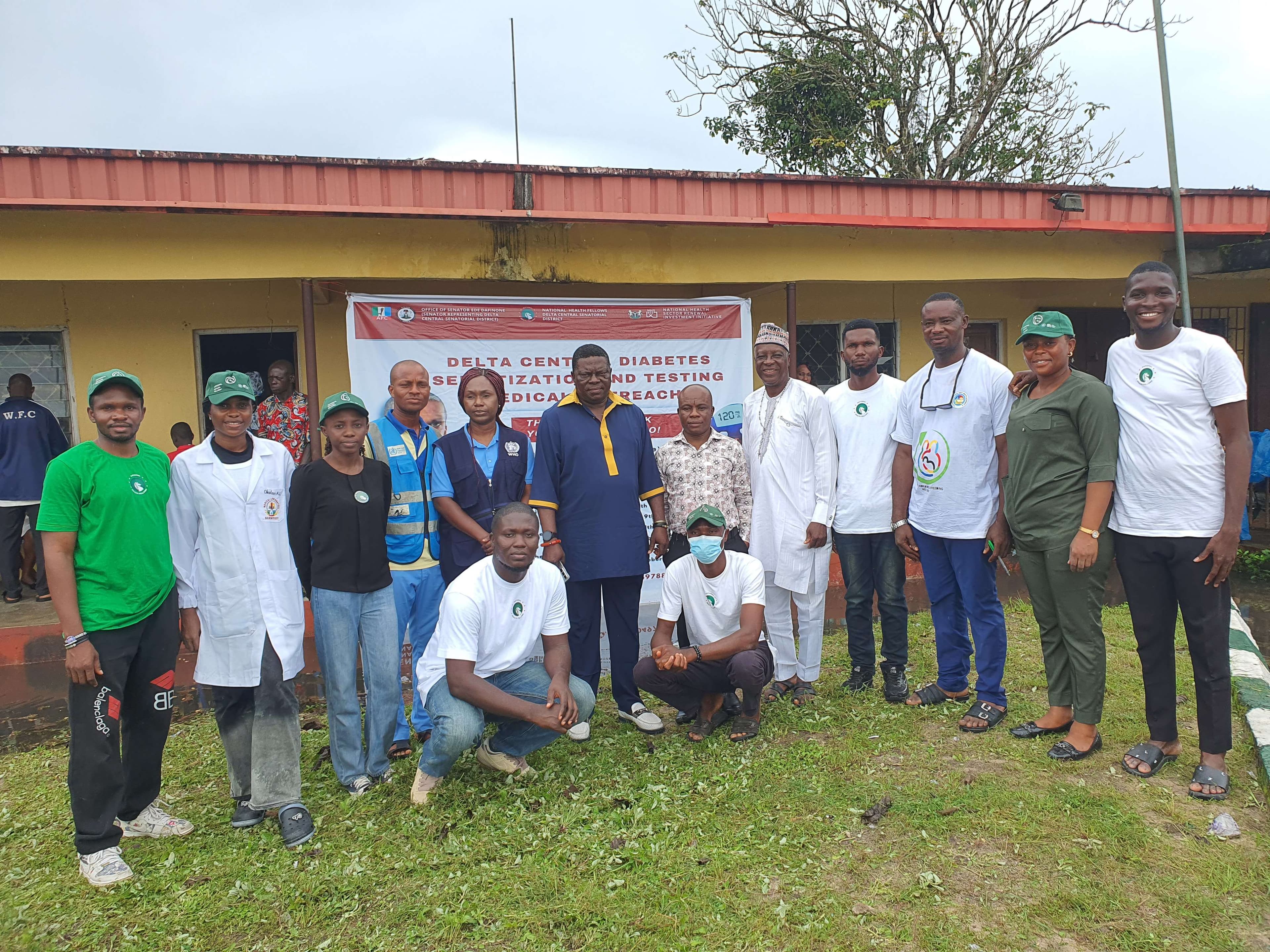 Health workers and volunteers at the Delta Central diabetes sensitization and testing outreach
