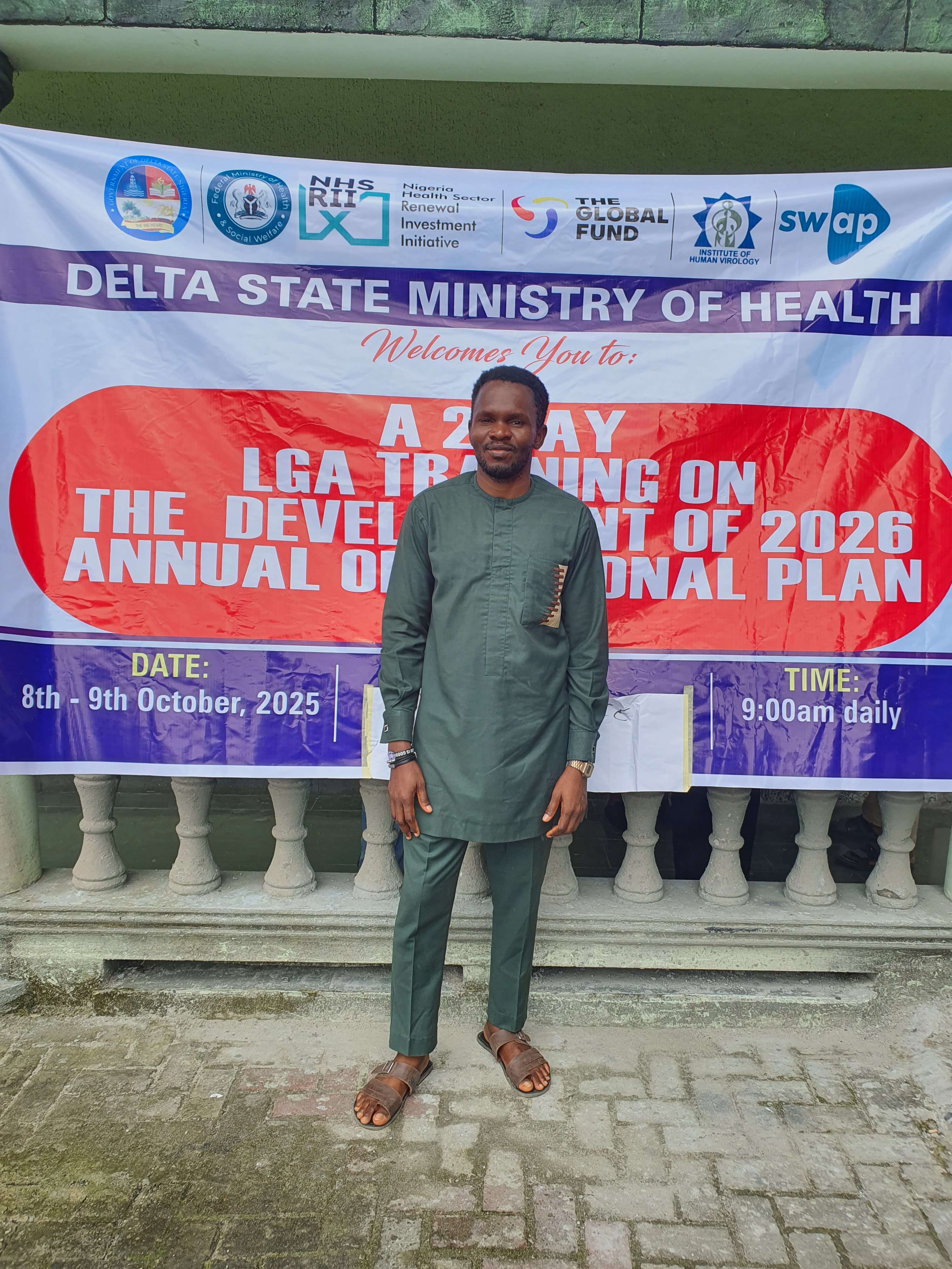 At the Delta State Ministry of Health LGA training banner